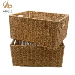 Hand-Woven Imitation Rattan Rectangular Storage Basket, Multifunctional Organizer for Fruit, Snack, Bread, Cosmetic, Picnic