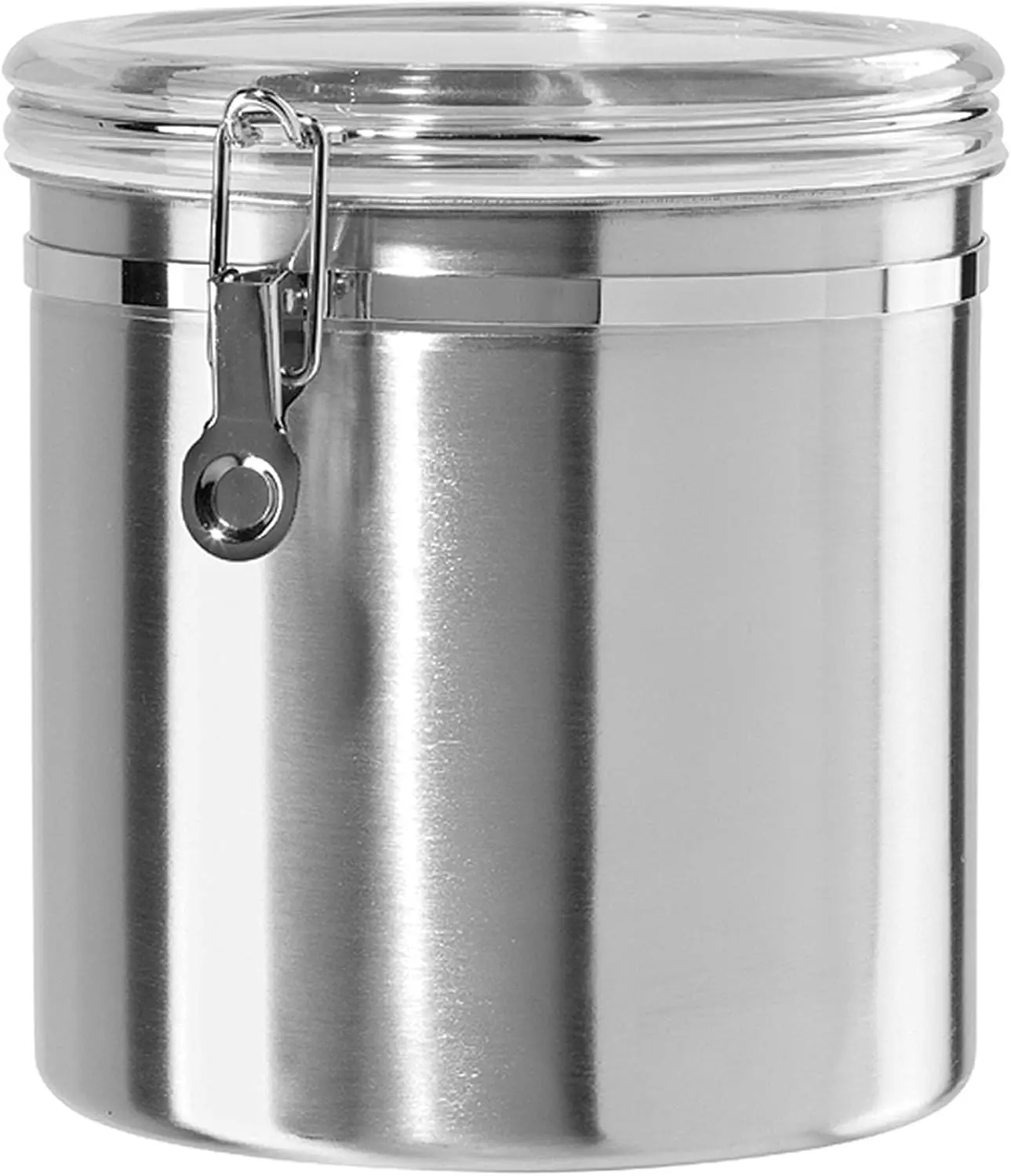 

Stainless Steel Kitchen Canister 152 fl oz - Airtight Clamp Lid, Clear See-Thru Top - Ideal for Kitchen Storage, Food Storage