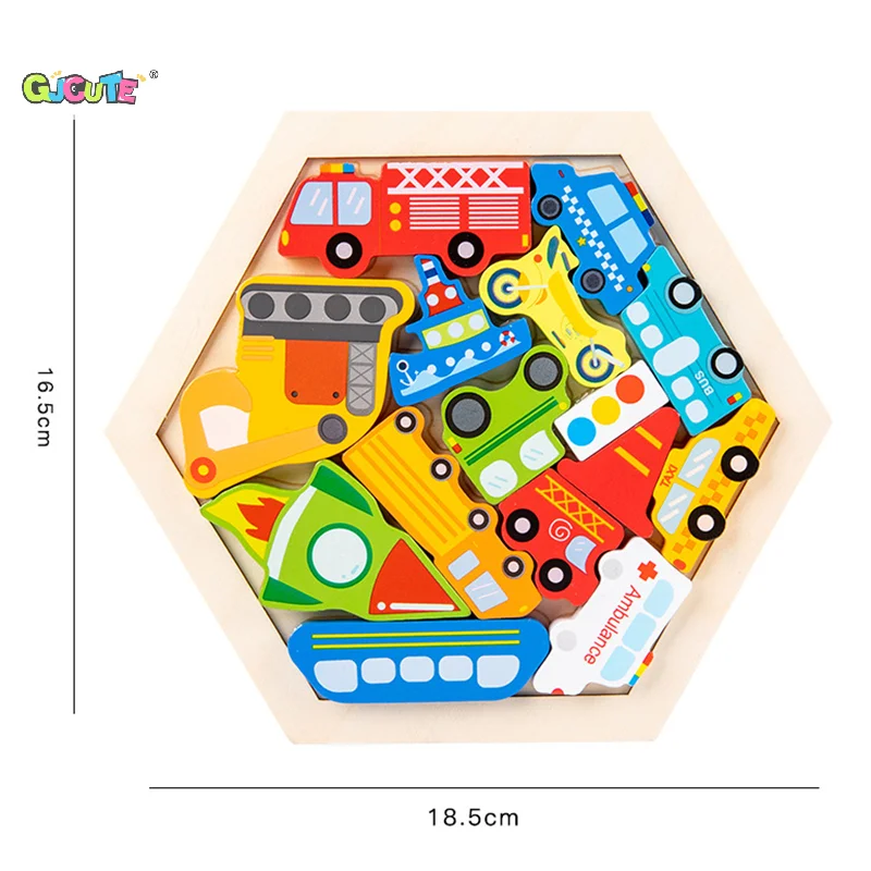 Kinderfreundliches Holzpuzzlespiel; Cartoon-Dinosaurier-Montessori-Spielzeug
