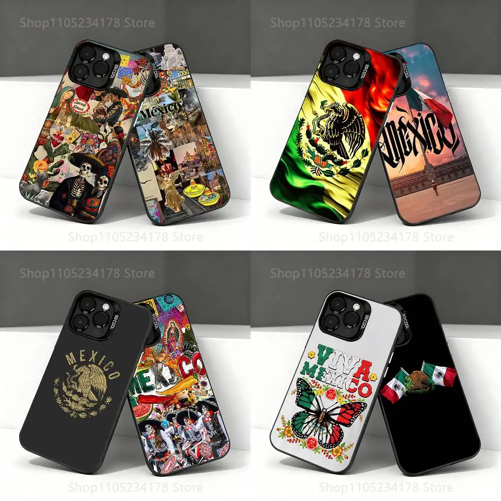 

Mexico National Emblem Flag Phone Case For iPhone 17,16,15,14,13,12,11,Pro,Max,Plus,E,Air,Mini Black IMD Cover