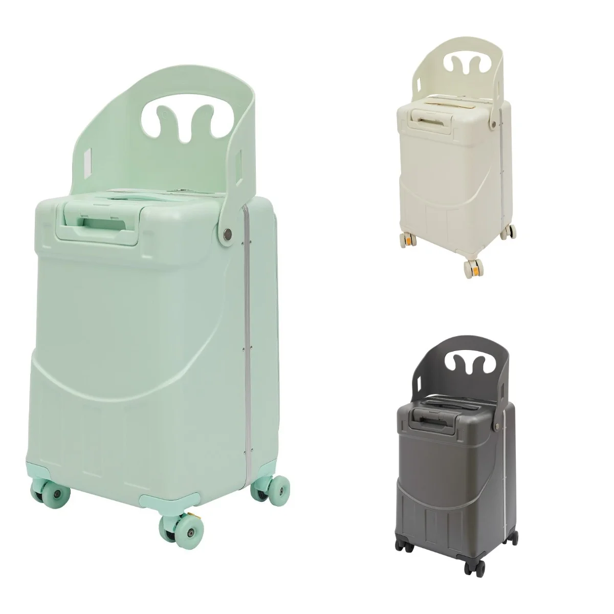 

Детский чемодан-каталка на 4 колесах (спиннерах) из ABS+PC, легкий, с регулируемой ручкой, 3-значный замок, для семейных путешествий, зеленый/белый/серый