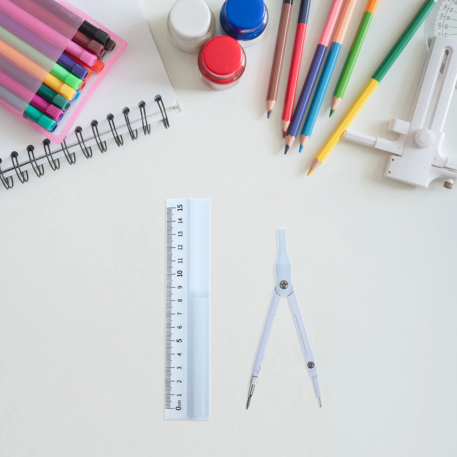 Multifunctional Compass Pen Ruler Set Drawing Geometry Tool High Precision Plastic Metal Compact Portable School