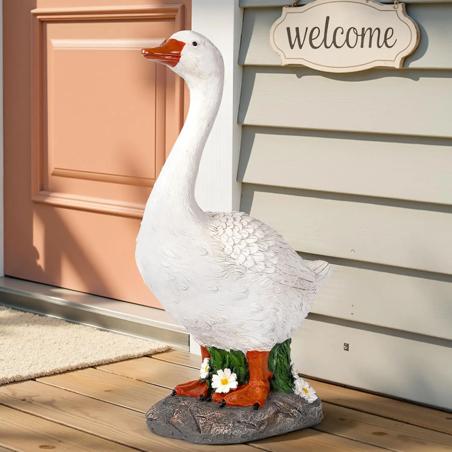 6.4lbs Porch Goose Statue, Resin Hand-Painted 19
