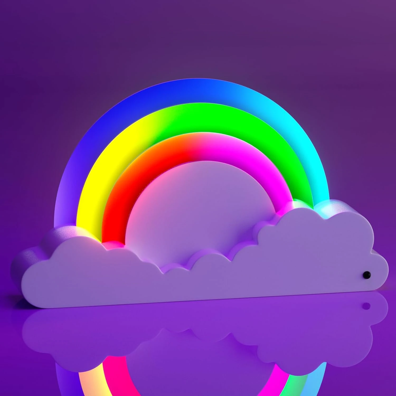 

Eye-catching, vibrant LED rainbow night light for baby's nursery - remote-controlled, rechargeable, battery-powered. A truly stu