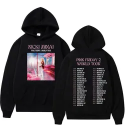 Rapper Nicki Minaj Pink Friday 2 World Tour Print Hoodies Men Women Hip Hop Vintage Sweatshirts High Quality Fashion Pullovers
