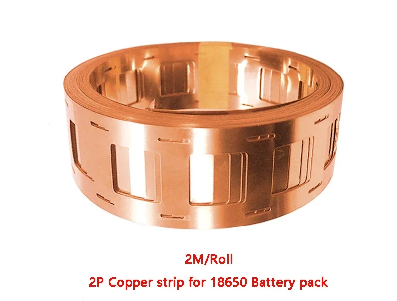 

2M/Roll Copper 2P for 18650 Li Battery Pack Size 0.20x27/25.5mm Copper Strip Battery Li-ion Batteries Battery Accessories