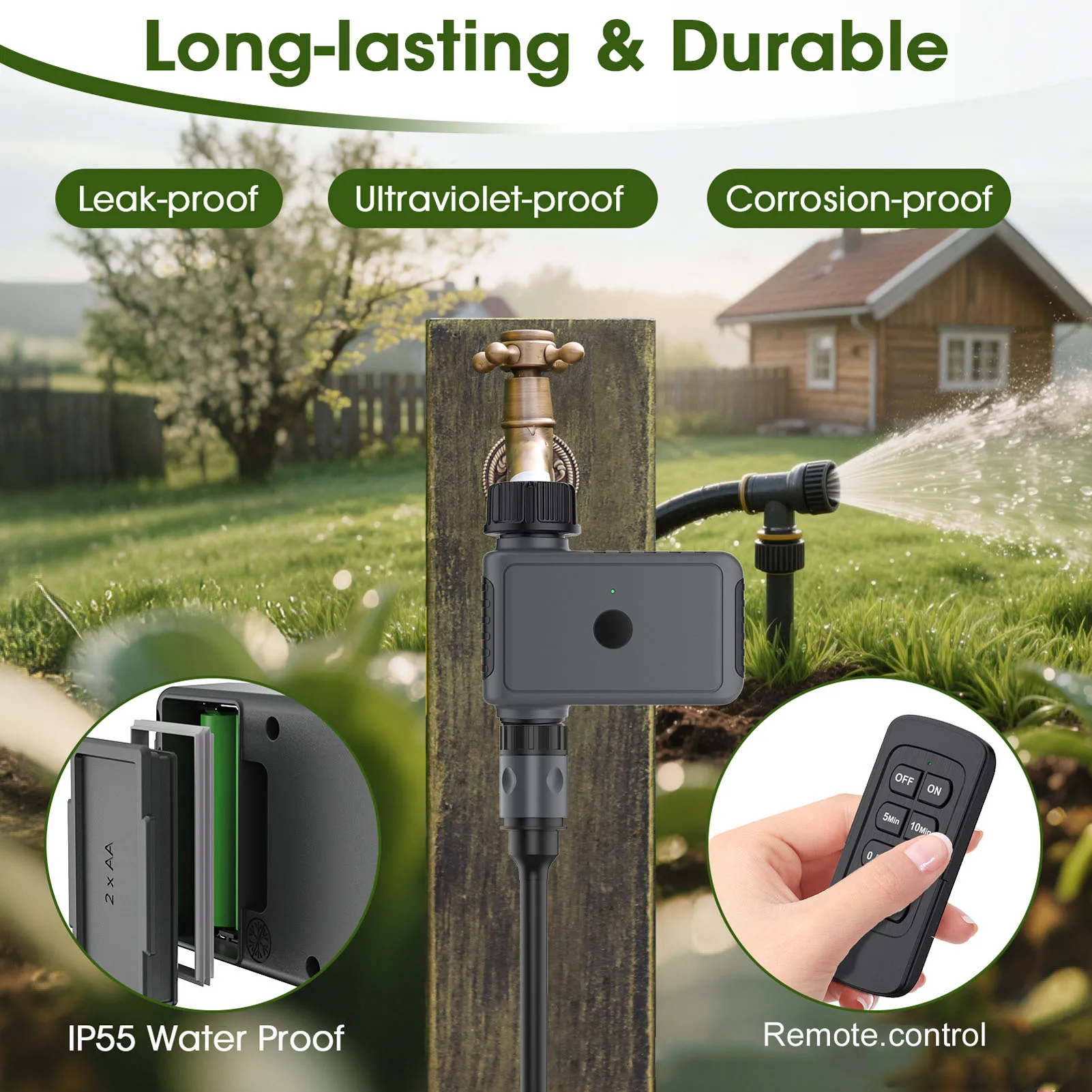 

Спринклерный таймер с дистанционным управлением IP55, водонепроницаемый, 6-таймерный, автоматический контроллер полива для сада, двора, газона, спринклерный таймер