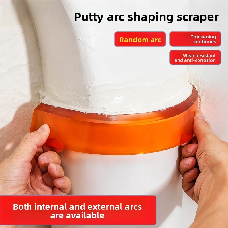 Flexible Putty Scraper for Curved Surfaces, Bendable Drywall Squeegee for Plaster, Round Arc Shaping Tool for Pipe,Wall,Interior