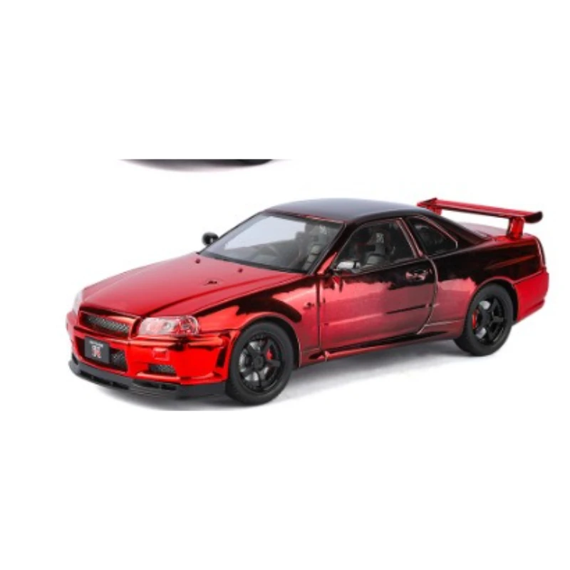 1:24 Skyline GTR Supercar سبيكة معدنية دييكاست نموذج سيارة مجموعة الصوت والضوء من نماذج هواية هدية مزخرفة عصرية