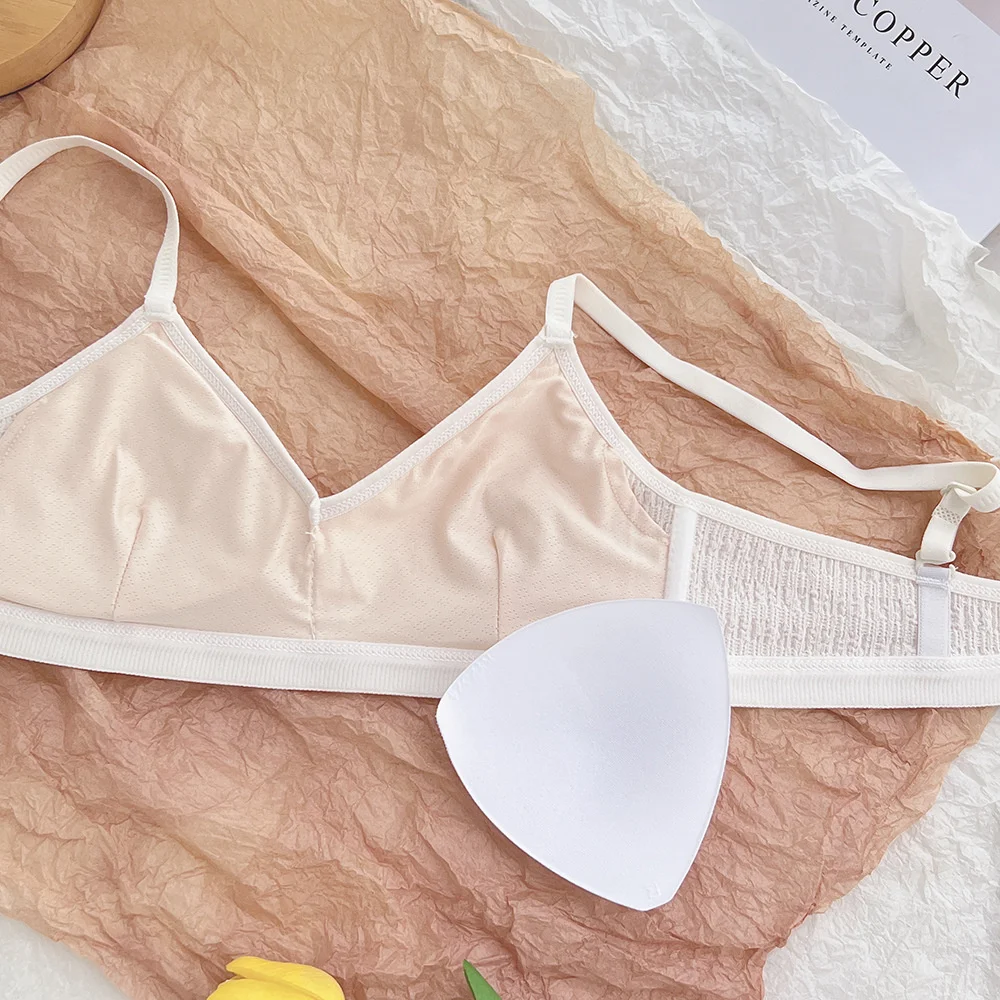 SP&CITY Korean Simple Cotton Breathable Sexy Thin Bra For Women Without Steel Ring Gathered French Bralette Seamless Female Bras