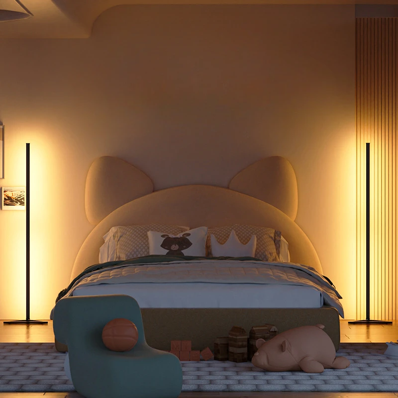 RGB Floor Lamp Magic Lights Bedroom Living Three Sections of Splicing Minimalist Corner Live Room Decor Atmosphere LED Lights