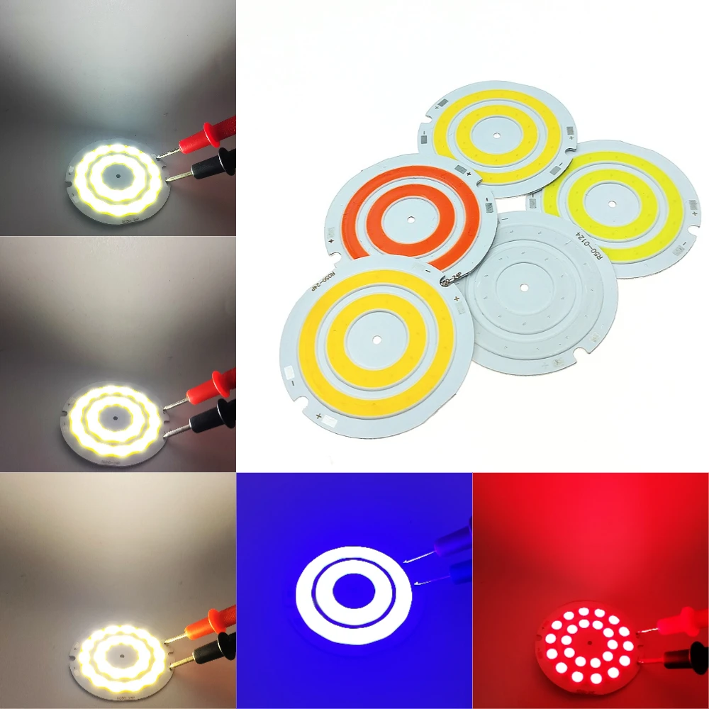 50mm Circular Light Panel 3.7V 2W LED White/Warm White/Neutral White/Red/Blue 3-4V Double Ring COB Light Panel Light Source