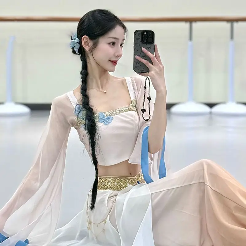 

[Dusk Butterfly]Classical Dance Costume Blue And White Porcelain Performance Dress Slimming Practice Outfit Han Tang Dynasty New