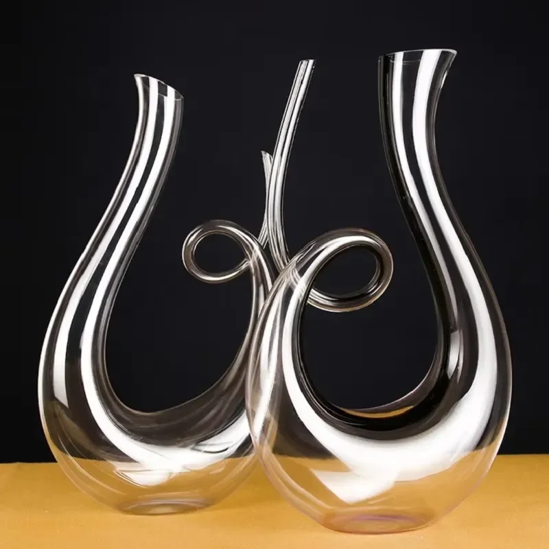 1500ml S Shaped Swan Wine Bottle Lead Free Glass Red Wine Decanter Hand Blown Craft Dispenser Cup for Home Bar Decoration