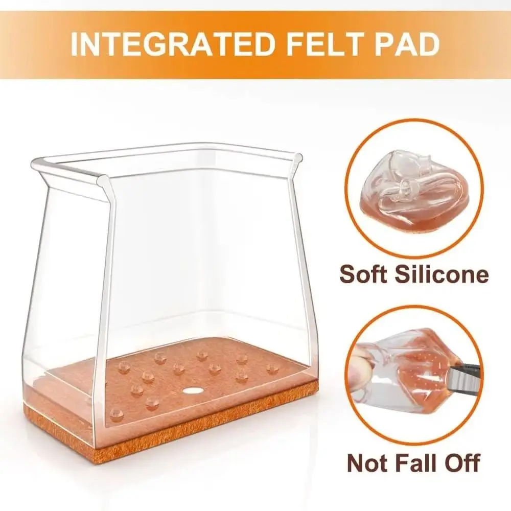 Silent Floor Protectors Chair Leg Cover Non-Slip Square Chair Feet Cover Thickened Reduce Noise Silicone Leg Caps Furniture