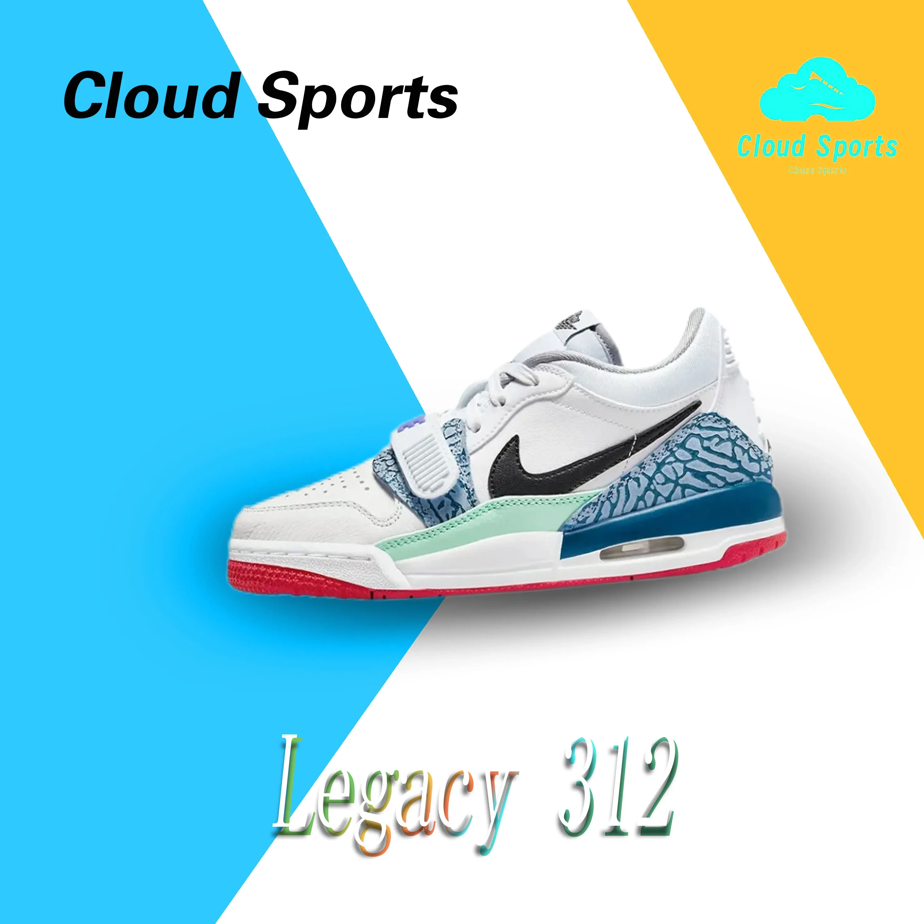 Jordan Legacy 312 sepatu pump ringan, sepatu atasan rendah menyerap guncangan, SEPATU papan atas rendah warna putih ungu, biru muda