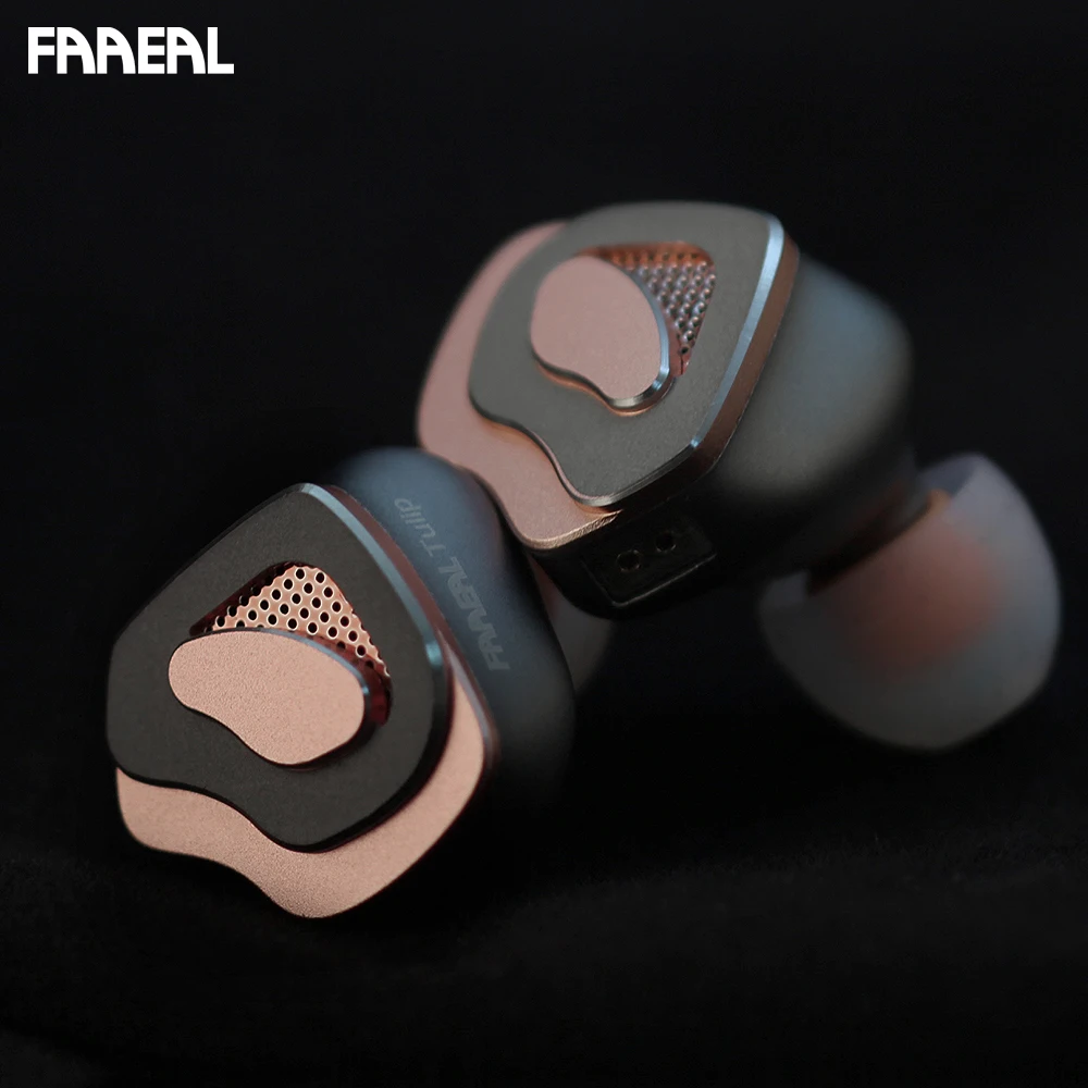 FAAEAL Tulip Auricolare 10MM Driver dinamico a doppia cavità Cuffie HIFI IEM con design a forma di petalo Monitor in-ear staccabile a 2 pin