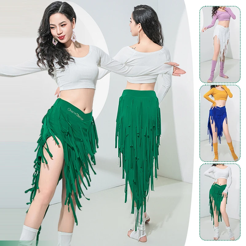 Belly Dance Triangle Hip Scarf Tassel Fringe Skirt Oriental Dancer Costume Women Dance Perform Sexy Long Tassels Wrap Belt Dress