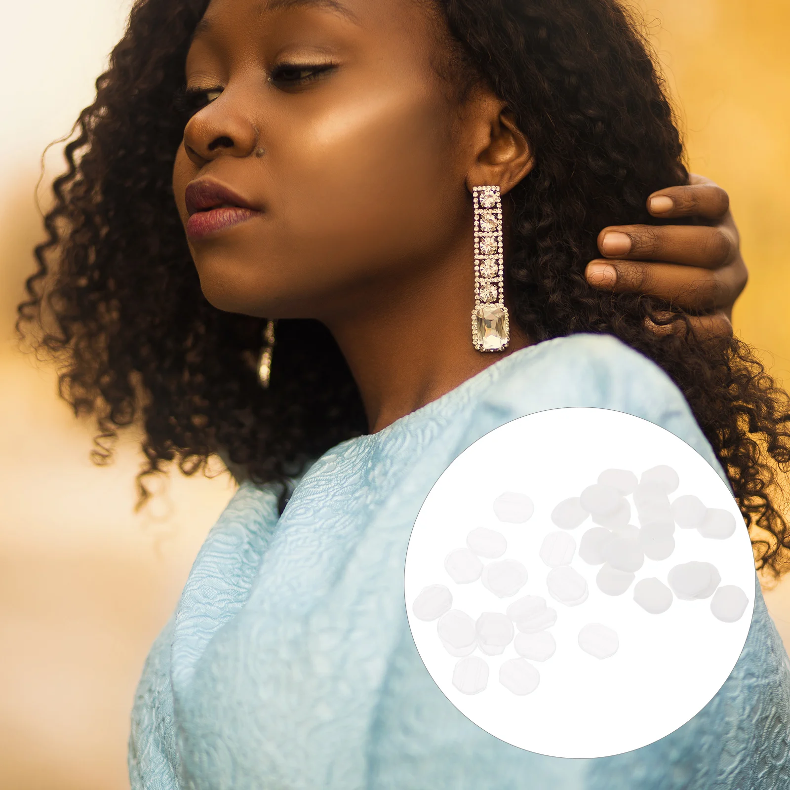 

40pcs Ear Clip Pad Transparent Pain Proof Earring Cushions Soft Comfortable Durable Oval Clamp Accessories Jewellery Components