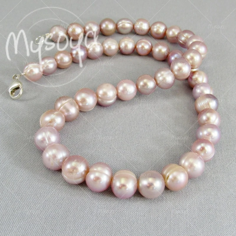 

MYSOYA 9-10mm Pink Freshwater Pearl Necklace, Suitable for Birthday/ Anniversary/ Wedding/ Mother's Day/ Father's Day Gift A0761
