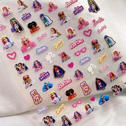 1 sayfalık prenses Barbie tırnak Sticker Barbie tarzı pembe saf arzu tarzı sevimli sticker uzun ömürlü yapıştırıcı tırnak sticker