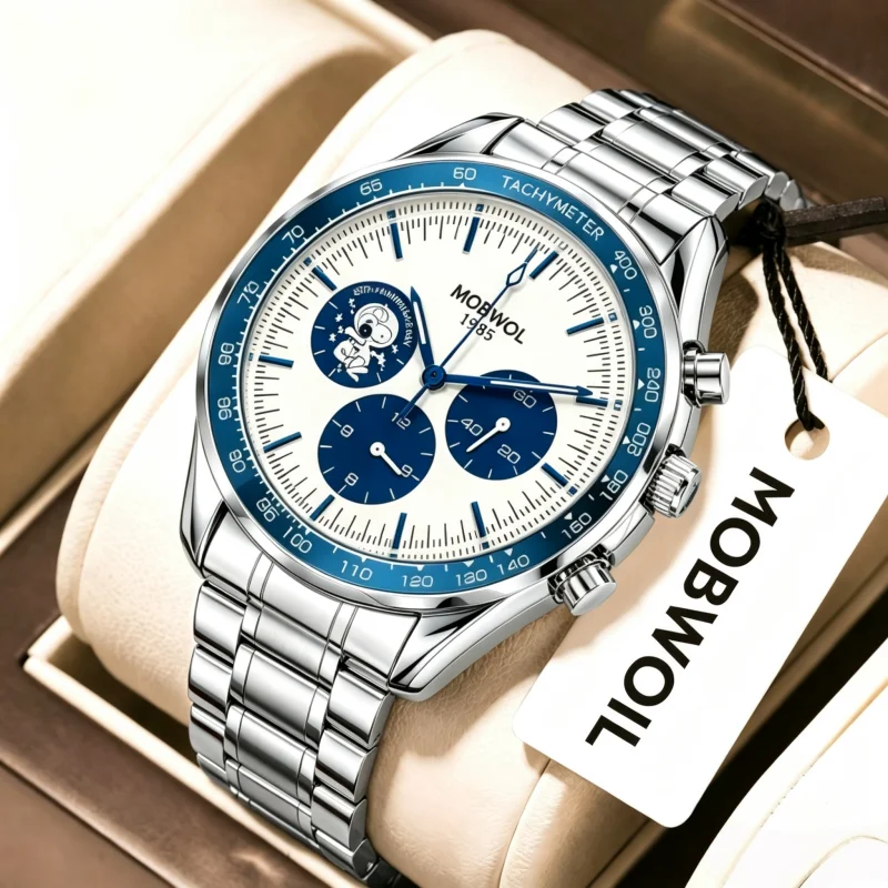 Men Quartz Chronograph WristWatch Stainless Steel Bracelet 30M Water Resistant Casual Sports Business Watch Perfect Gift ForMale