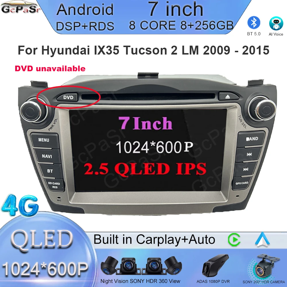 

7-дюймовый автомобильный радиоприемник Android для Hyundai IX35 Tucson 2 LM 2009 - 2015 мультимедийный плеер экран GPS-навигация головное устройство No 2Din DVD