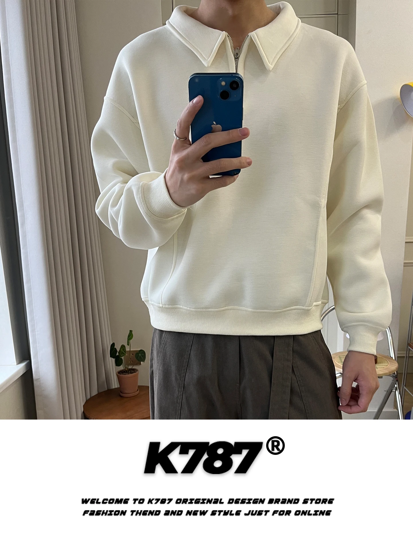 

Куртка-худи K787 в американском ретро-стиле с молнией, свободного кроя, повседневная, простая, стильная, для пар, модная, весенняя, с длинными рукавами