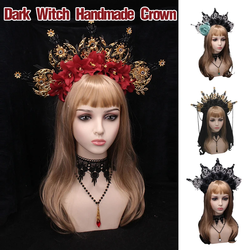 Gothic Dark Witch Tiara Crown Diy Handmade Crown Material  Exaggerated Hairband Diy Goddess Tiara Crown Making Kit Photo Props