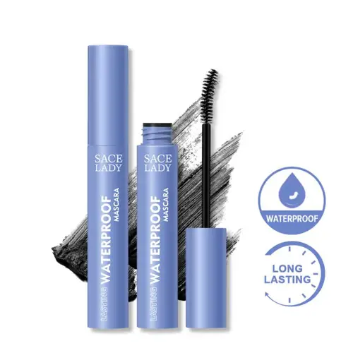 Máscara de pestañas negra, extensión de pestañas, ojos brillantes, maquillaje de ojos, máscara resistente al agua, máscara no fácil de difuminar, máscara de tubo azul