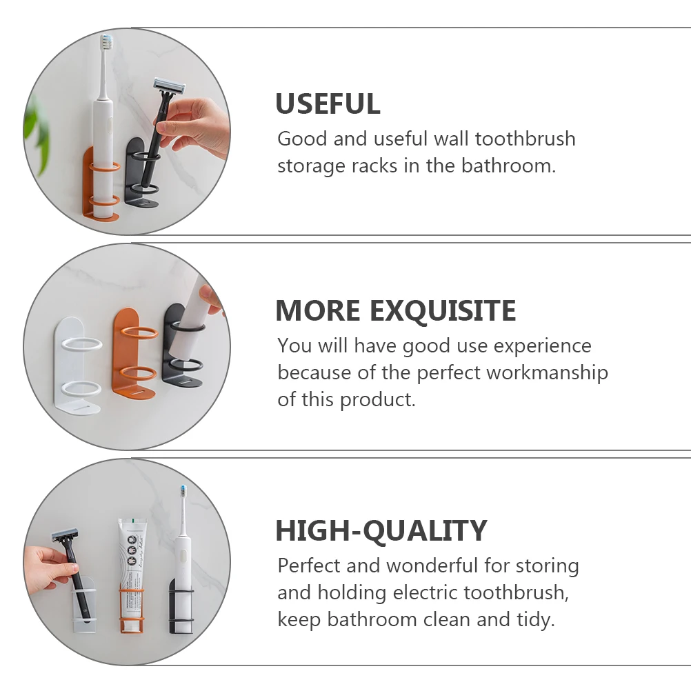 

2pcs Wall Mounted Toothbrush Holder Premium Material Waterproof Corrosion Resistant Electric Toothbrush Storage Racks Home Wall
