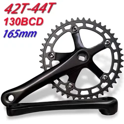 Fixie Bike Retro Single Speed Bicycle Chainwheel 42/44T 130 BCD Crank 165mm Aluminum Alloy Fixed Gear Bike Crankset Fit 103mm BB