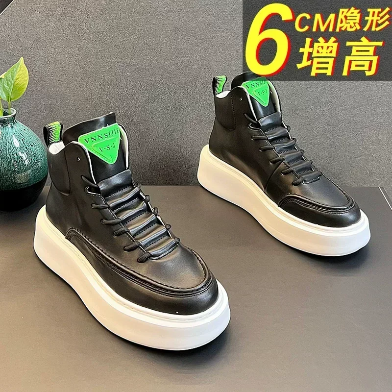 Mens shoes high-top casual sneakers invisible raised heels waterproof comfortable delicate uppers wear-resistant soles men shoe