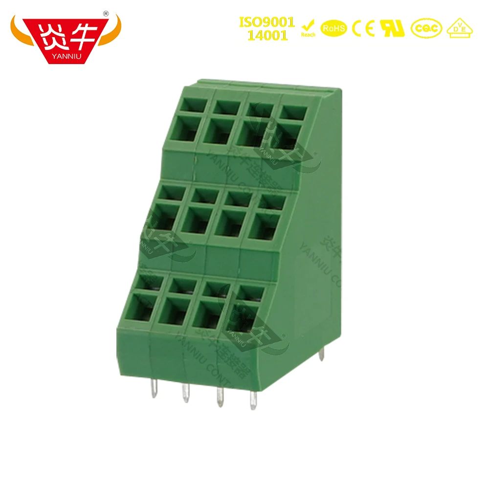 10Pcs  KF736A3 KF736B3  5.0mm  Three Layer Spring Terminal Block  YANNIU YN736A3/DG245H3/ZFK3DS1.5