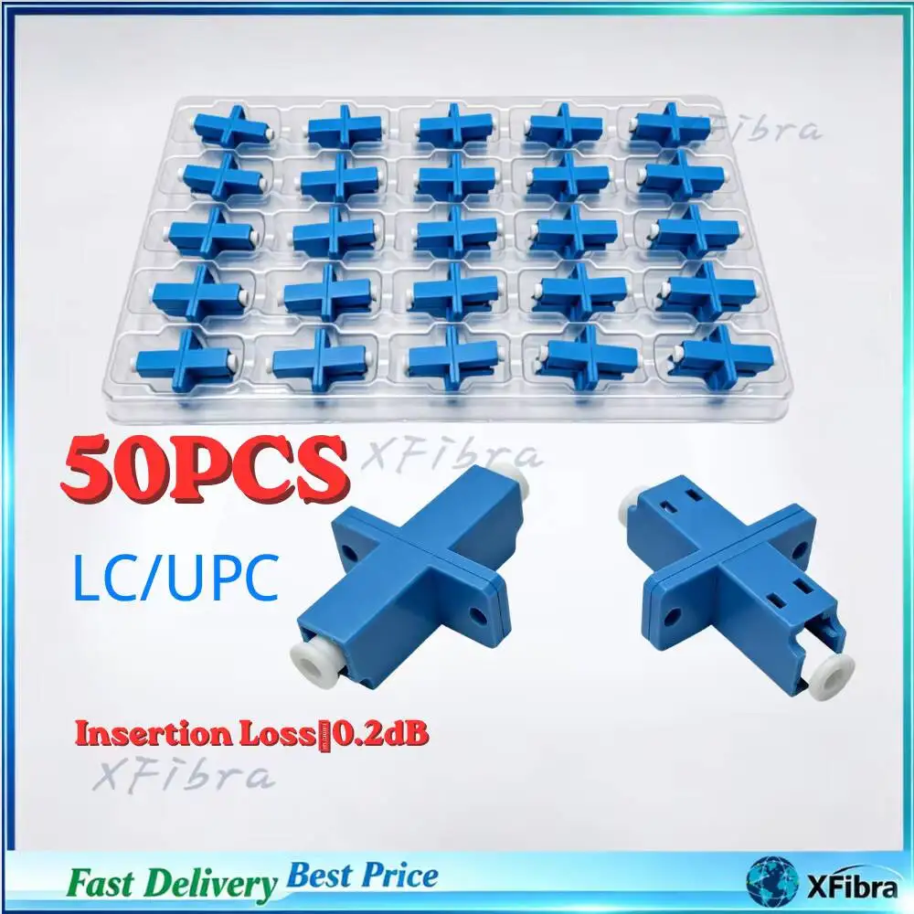 50PCS LC UPC Simplex Fiber Adapter LC-LC Single Mode Optical Coupler Flange Type for Fiber Frame Terminal Box