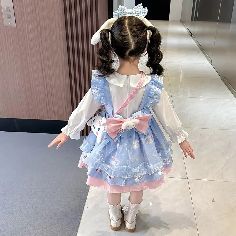 2024 novo personagem sanrio periférico melodia cinnamoroll vestido menina vestido de princesa terno vestido de halloween kawaii presente da menina