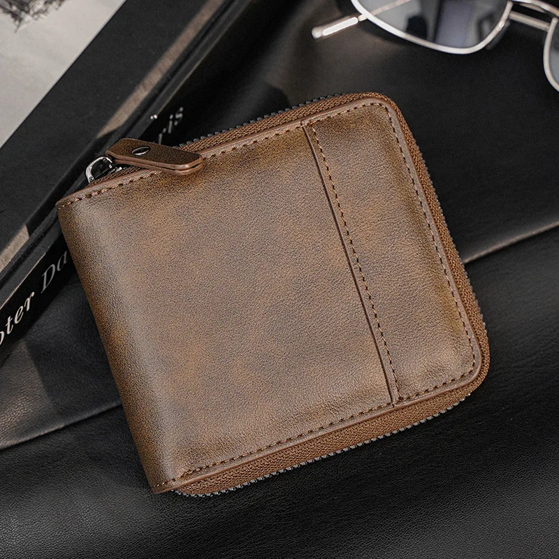 Wallet Men2024New Anti-Theft Card Swiping Bag Fashion Driver's License Bag Men's Wallet Wallet Trendy Short Coin Purse