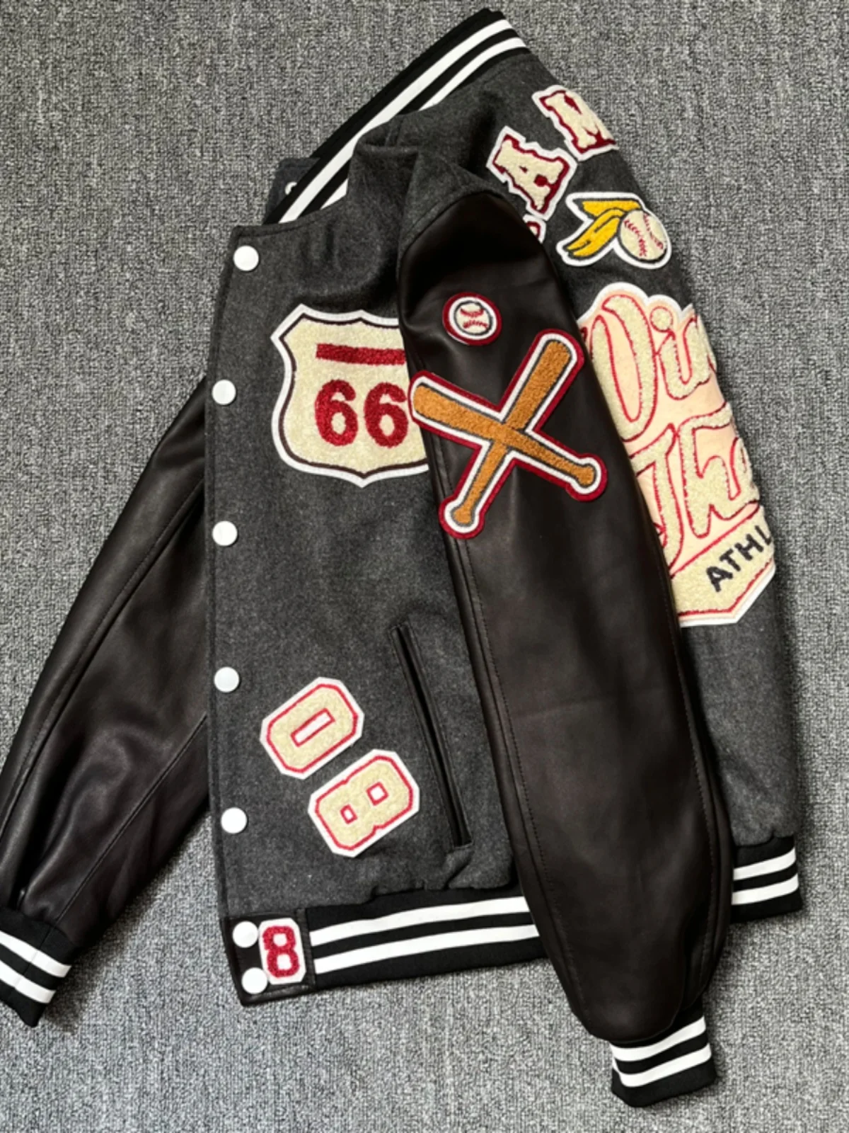 

Youthful Heavy Embroidery Genuine Leather Jaet Pure Leather Baseball Collar ort Sle Men's And Women's Outerwear