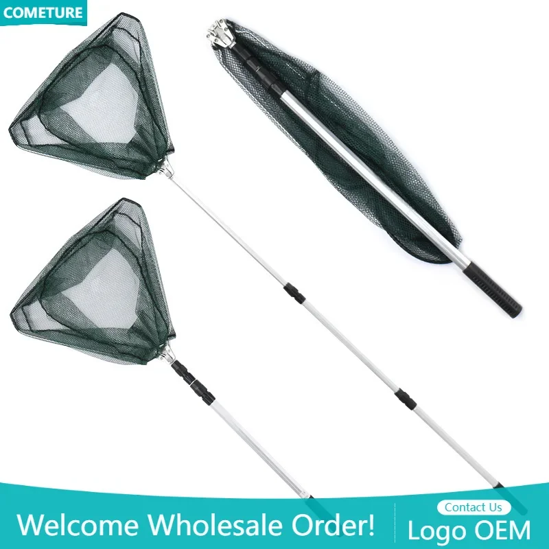 

Fishing Net Aluminum Alloy 1.5/1.7/2.1m Retractable Fishing Foldable Landing Pole Folding Landing Net for Fly Fishing