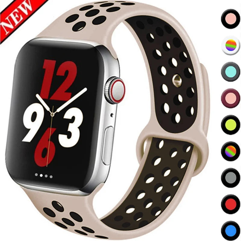 Sport Strap For Apple Watch Band 46mm 44mm 45/41mm 38 40 Silicone Bracelet correa iWatch Series 8 7 3 6 4 5 9 SE 10 ultra 2 49mm