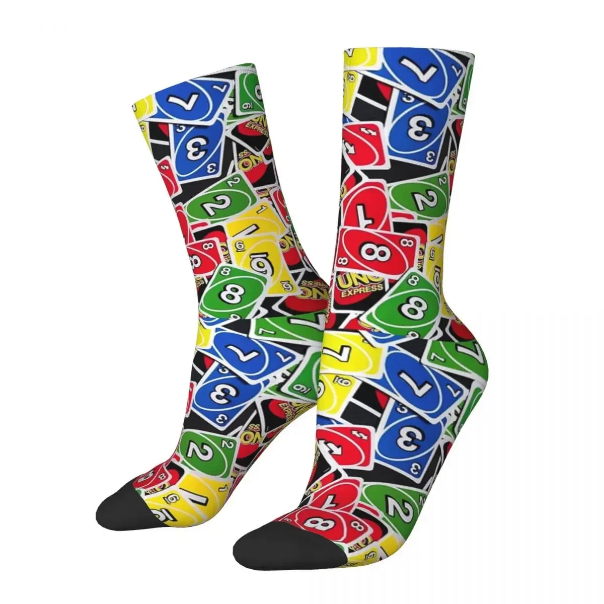 

Носки Uno с экспресс-рисунком игральных карт, Супермягкие чулки в стиле Харадзюку, всесезонные длинные, аксессуары для подарка унисекс