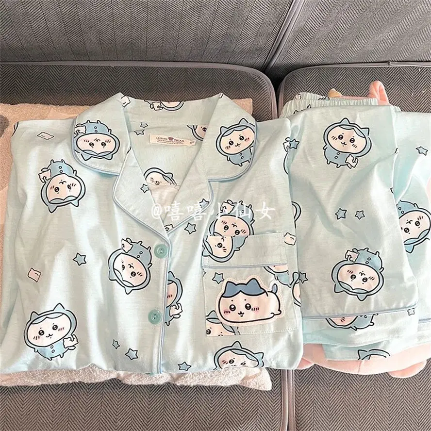 

Новый аниме Chiikawa женский хлопковый пижамный комплект с героями мультфильмов Usagi Kawaii, осенние штаны с длинными рукавами, ночная рубашка, милая домашняя одежда для девочек, костюм