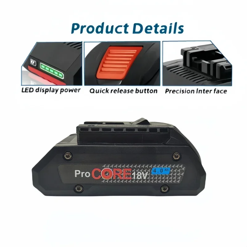 ProCORE battery replacement, suitable for Bosch 18V 4.0Ah 6.0Ah BAT609 BAT618 GBA18V80 21700 high-power 5C power lithium battery