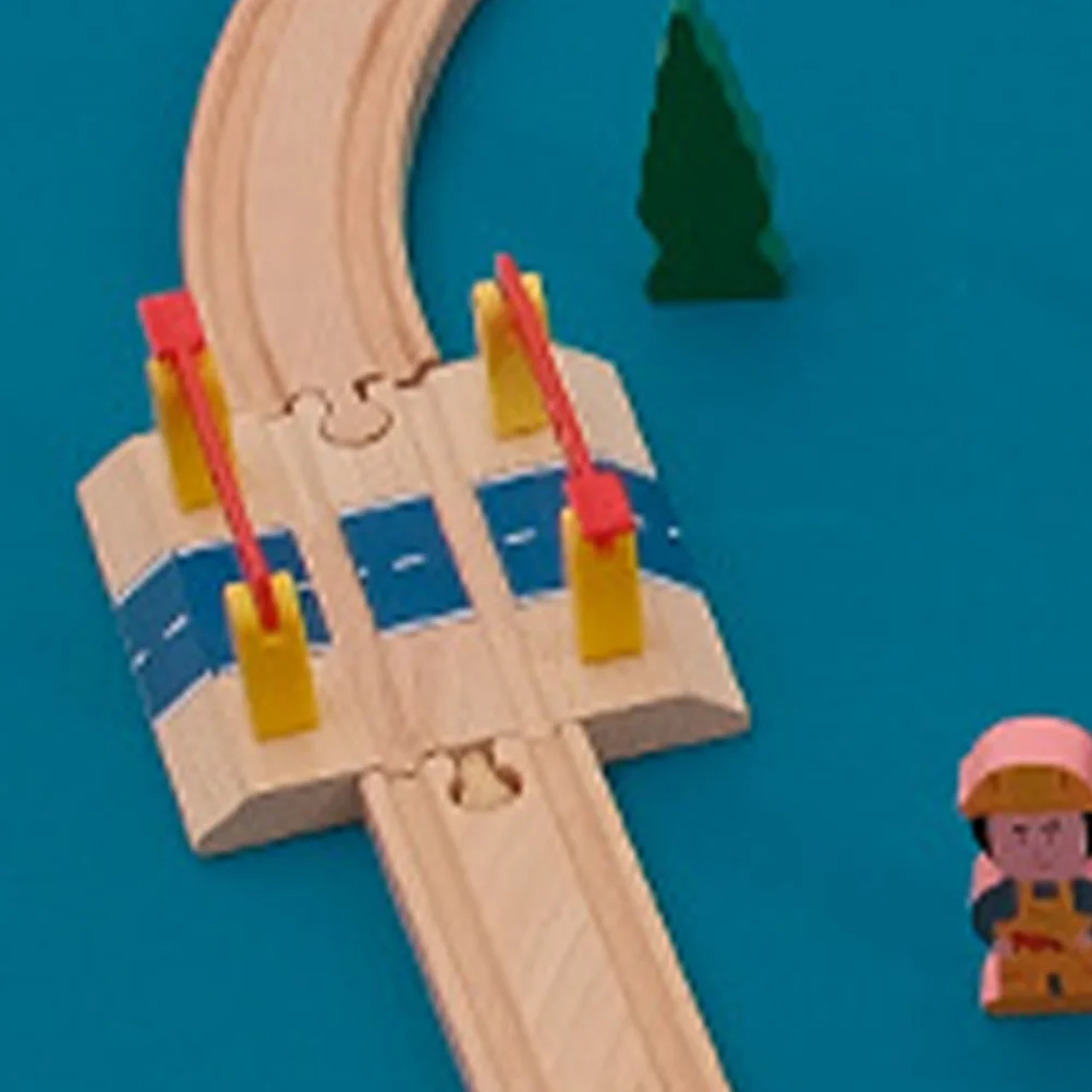 Wooden Track Toy Barricade Plaything Train Double Pole Accessories DIY Railing Barrier Road Block