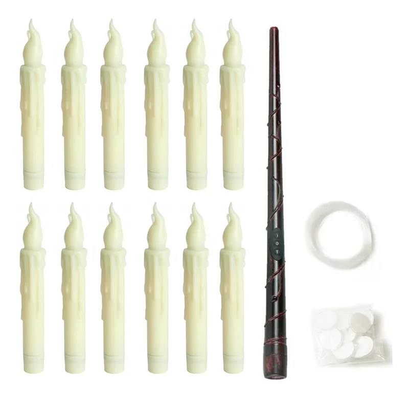 

AA60-Floating Candles LED Flameless 12PCS Taper For Halloween Decorations With Magic Wand Remote Control