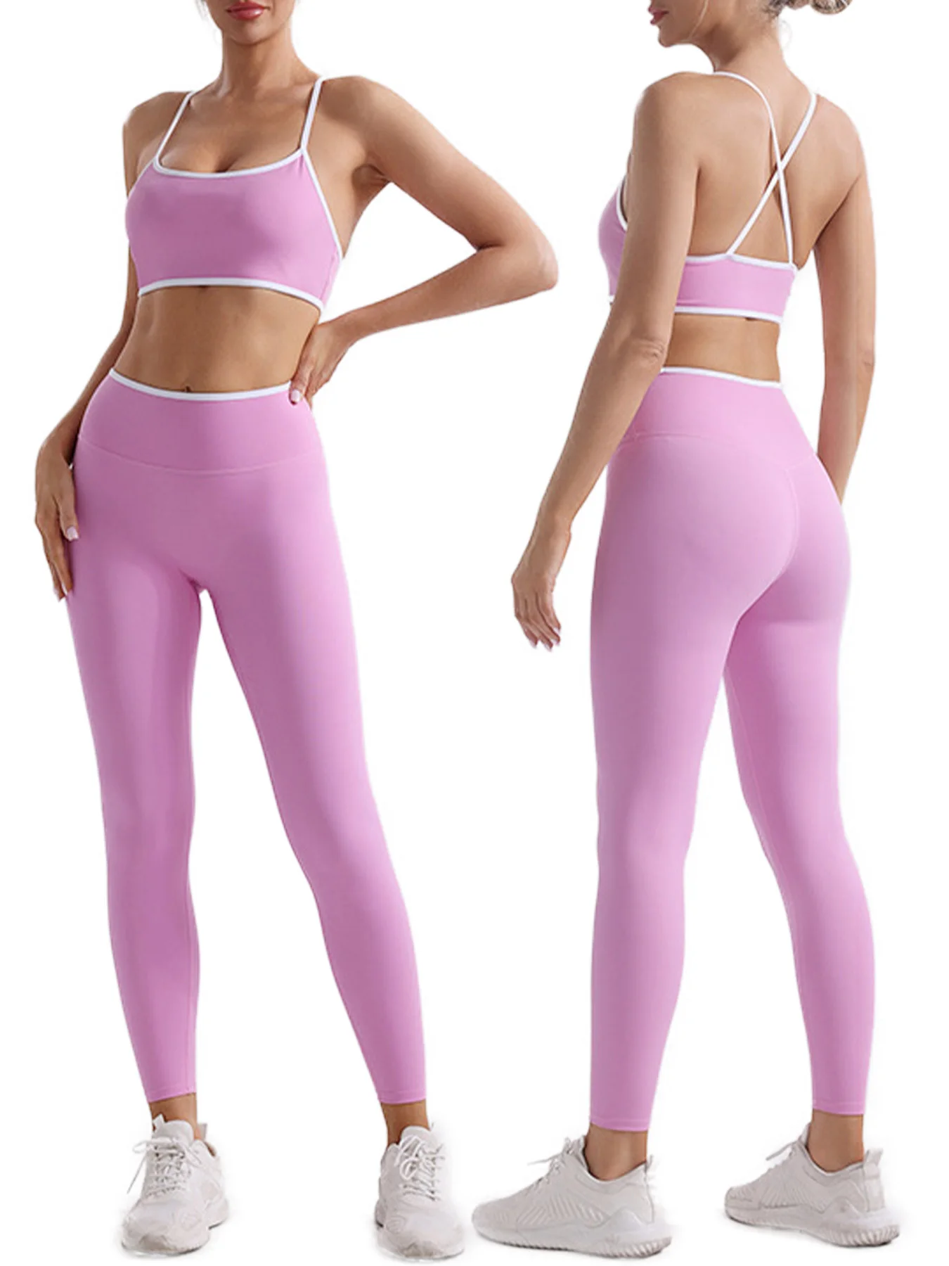 

Nake Feel Yoga Suit Sports Bra High Wait Leggings Solid Color Tracksuit Fitness Gym Yoga Sets Workout Push Up Sports For Women