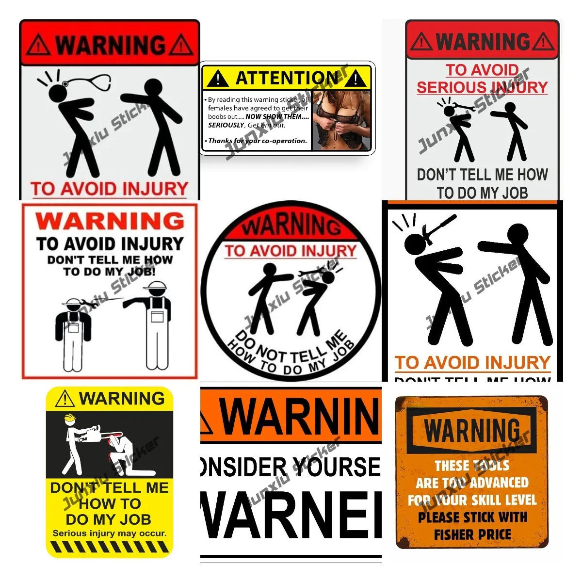 Warning Decals To Avoid Serious Injury DON'T Tell Me How To Do My Job Hard Hat Toolbox Car Sticker for Cars SUV Bumper Window