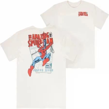تي شيرت Marvel المعتمد رسميًا بطباعة Spider-Man بأكمام قصيرة للرجال والنساء، قميص Y2K فضفاض غير رسمي للشارع