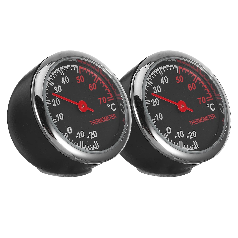 

2 Pcs Car Thermometer Dashboard Mini Vehicle Temperature Monitor Black Automotive Mechanical Waterproof Corrosion Resistant High