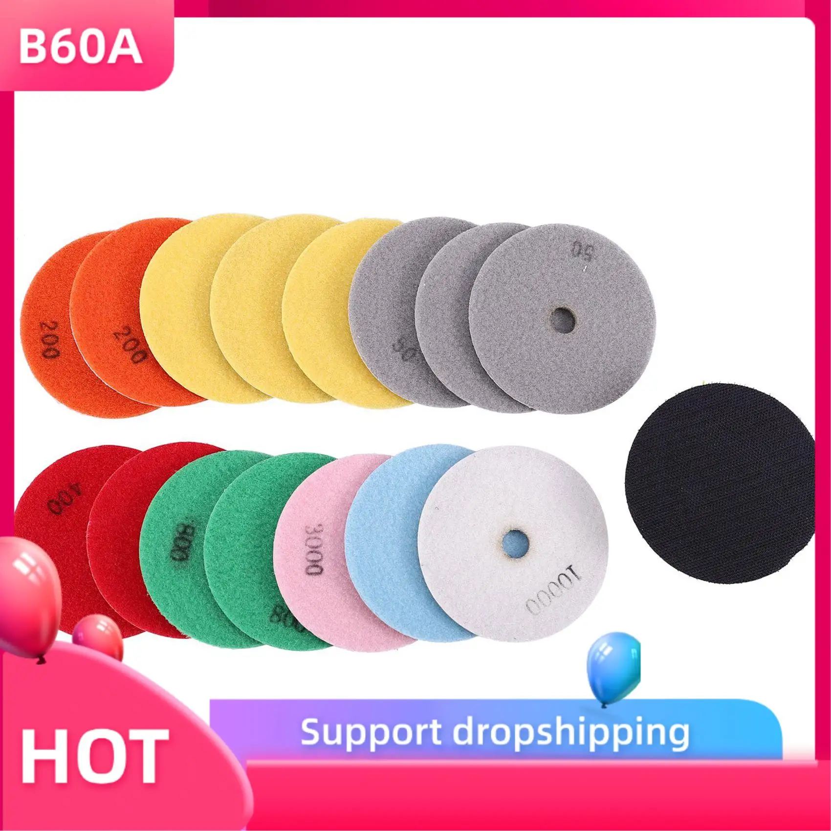 

B60A 32Pcs Diamond Polishing Pads Kit 4 Inch 100Mm Wet/Dry For Granite Stone Concrete Marble Polishing Use Grinding Discs Set